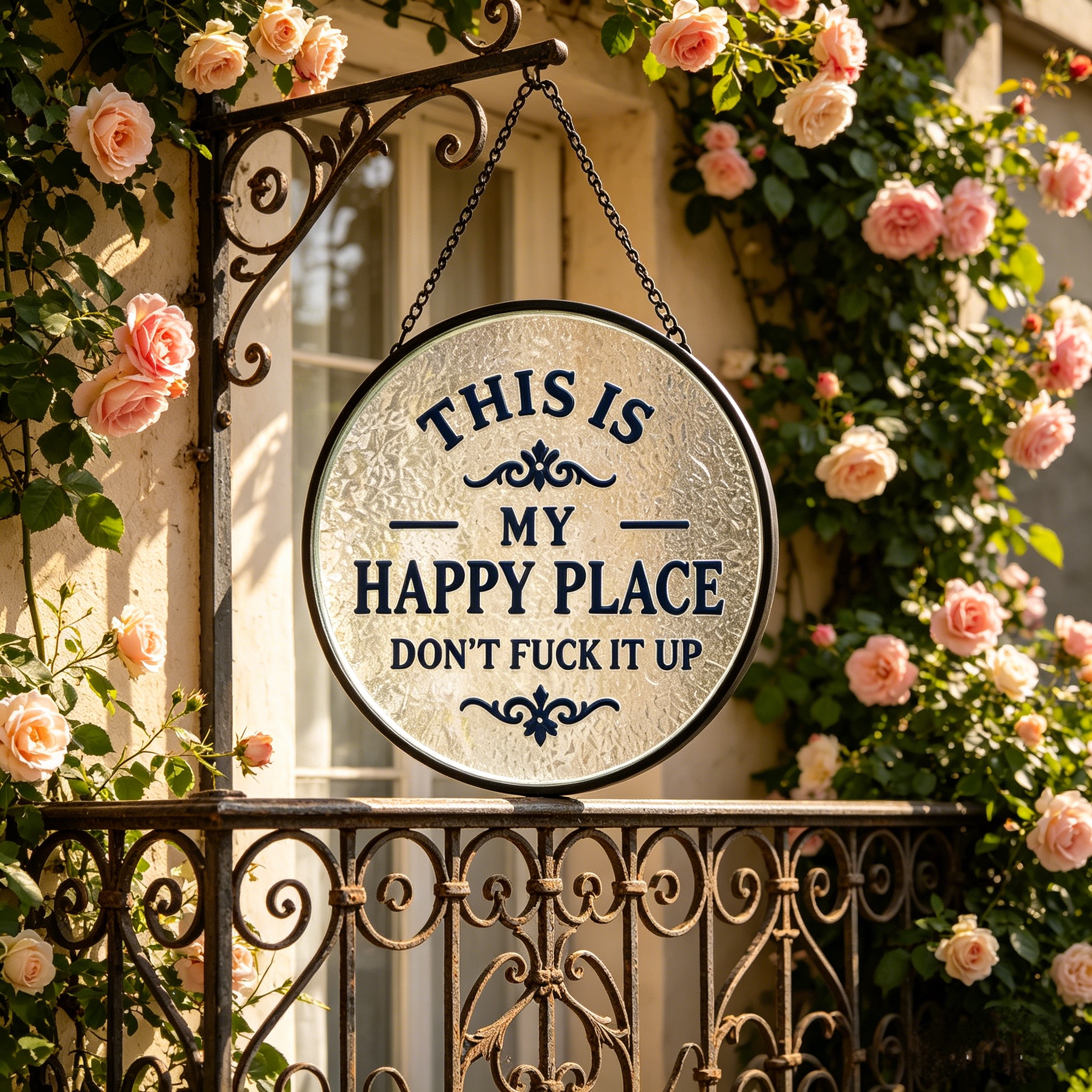Glass Window Hanging Suncatcher--This Is My Happy Place