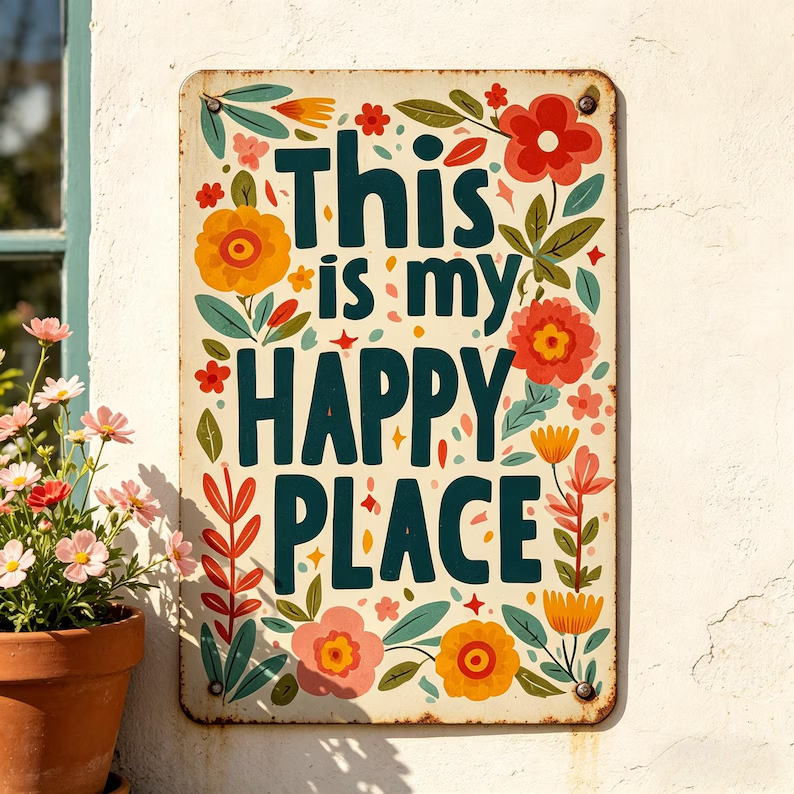 "This Is My Happy Place "Flower Vintage Tin Sign🌸