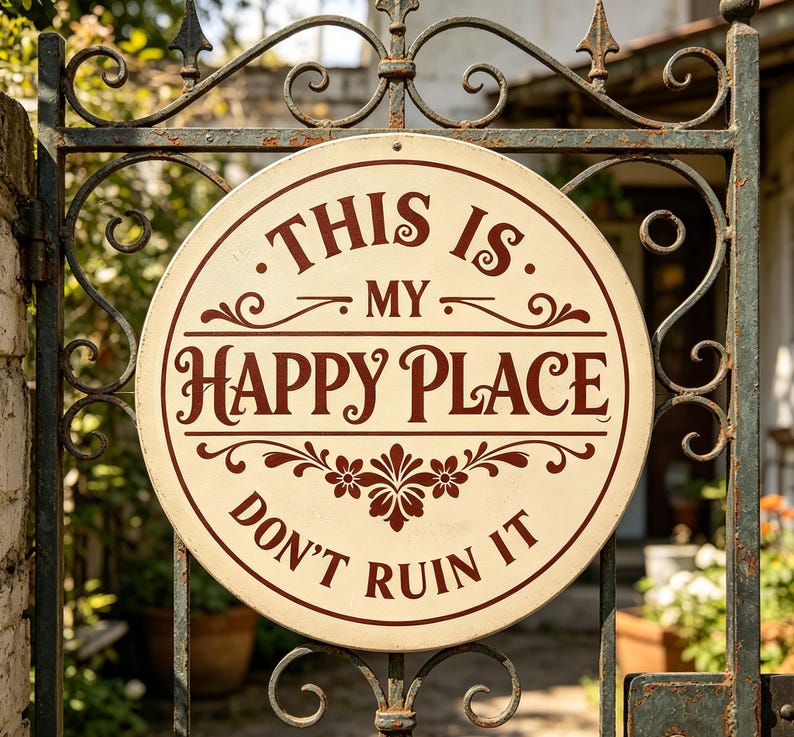 This Is My Happy Place Metal Sign – Rustic Farmhouse Wall Decor for Home, Garden, Patio, Porch