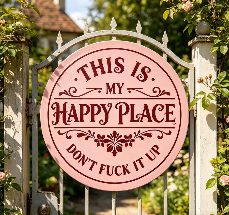 This Is My Happy Place Metal Sign – Rustic Farmhouse Wall Decor for Home, Garden, Patio, Porch