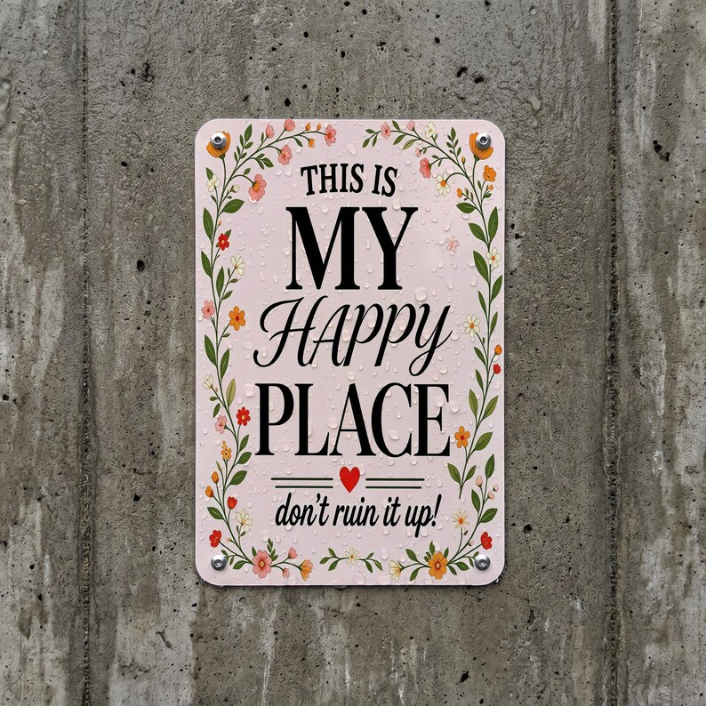 🌻🧡 This Is My Happy Place Sign | Wall Decor | Funny & Sassy Quote Plaque 😂💬 | Weatherproof Gift For Plant Lovers 🌿🎁💚