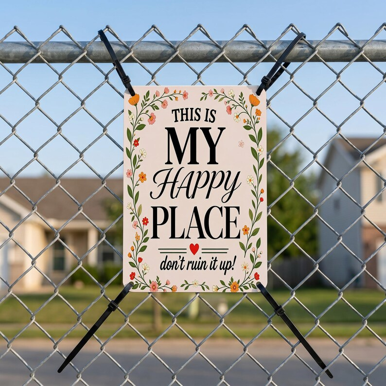 🌻🧡 This Is My Happy Place Sign | Wall Decor | Funny & Sassy Quote Plaque 😂💬 | Weatherproof Gift For Plant Lovers 🌿🎁💚