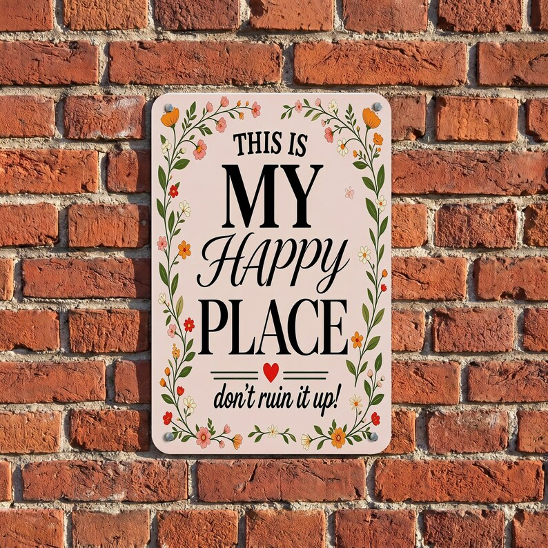 🌻🧡 This Is My Happy Place Sign | Wall Decor | Funny & Sassy Quote Plaque 😂💬 | Weatherproof Gift For Plant Lovers 🌿🎁💚