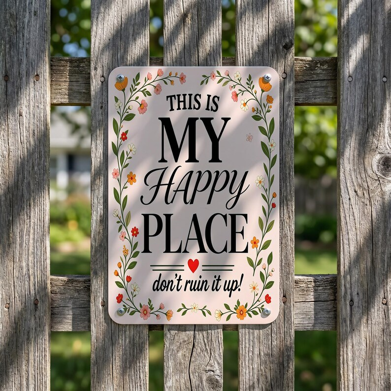 🌻🧡 This Is My Happy Place Sign | Wall Decor | Funny & Sassy Quote Plaque 😂💬 | Weatherproof Gift For Plant Lovers 🌿🎁💚