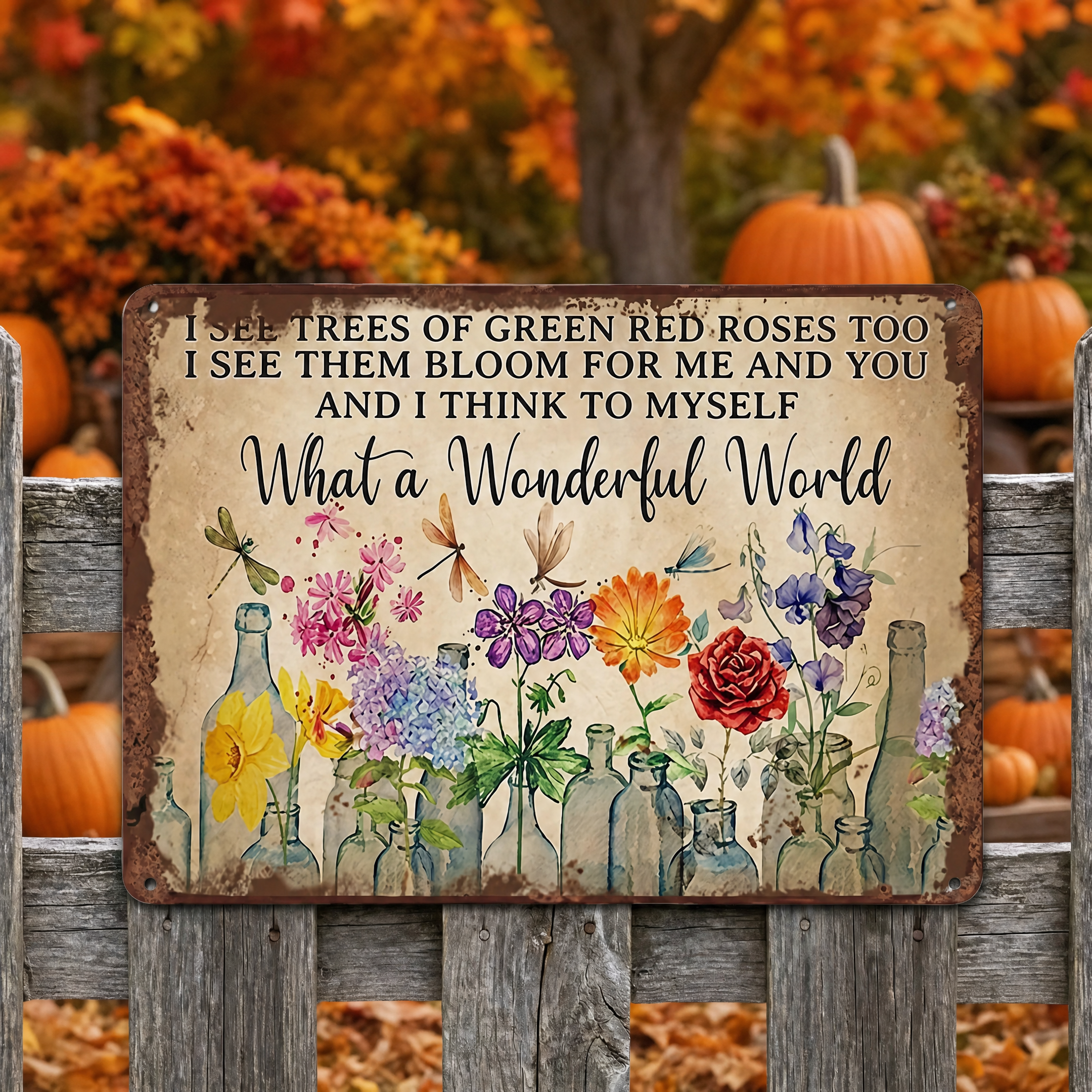 Fall Garden Sign-What a Wonderful World