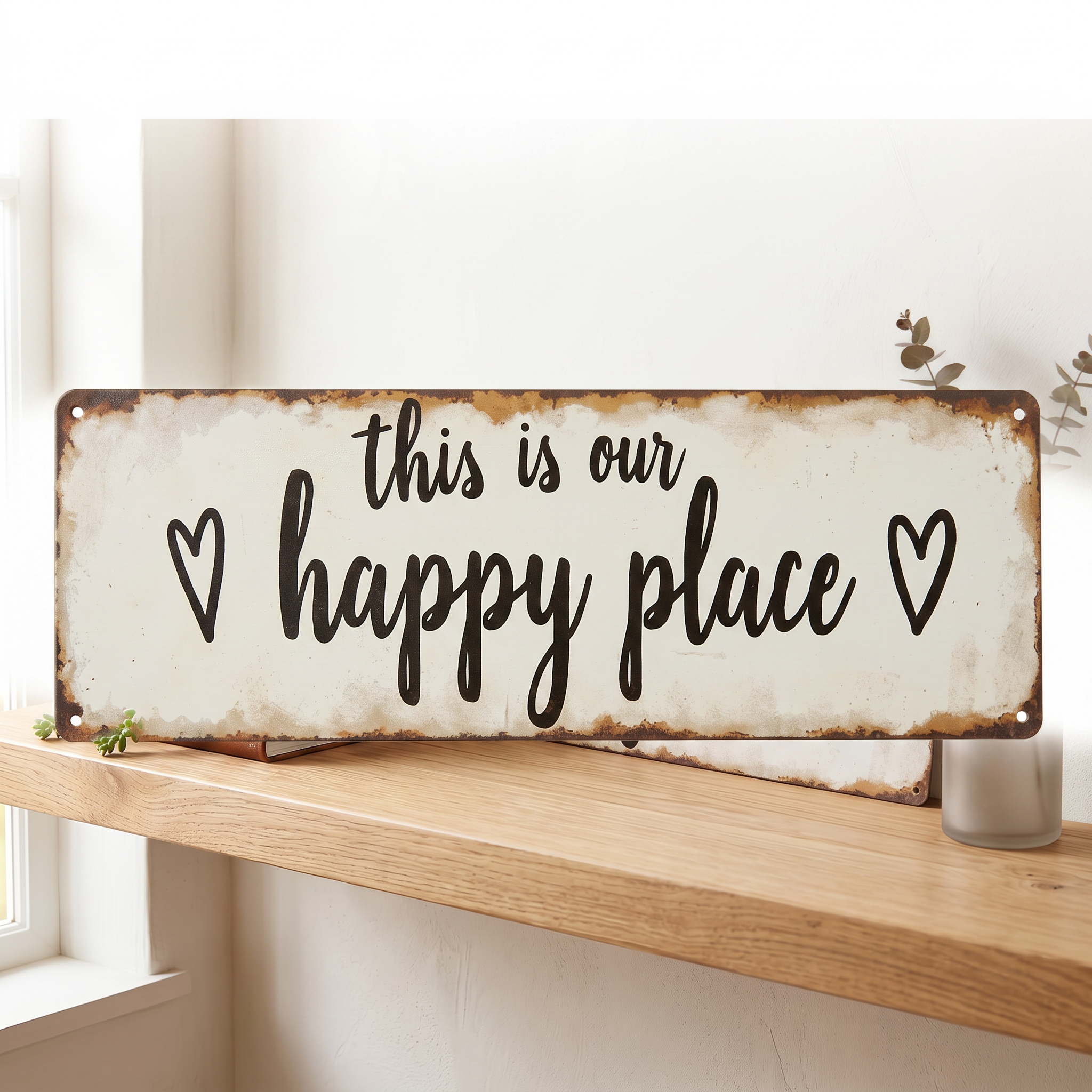 1pc Rustic "This Is Our Happy Place" Metal Wall Sign