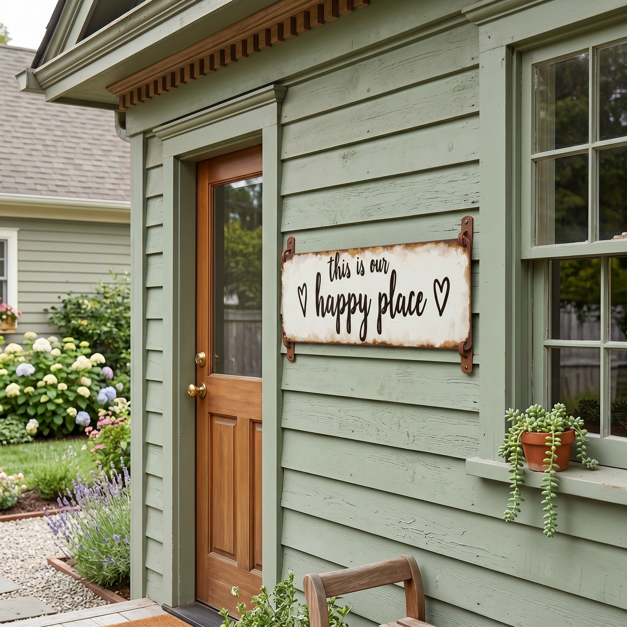 1pc Rustic "This Is Our Happy Place" Metal Wall Sign