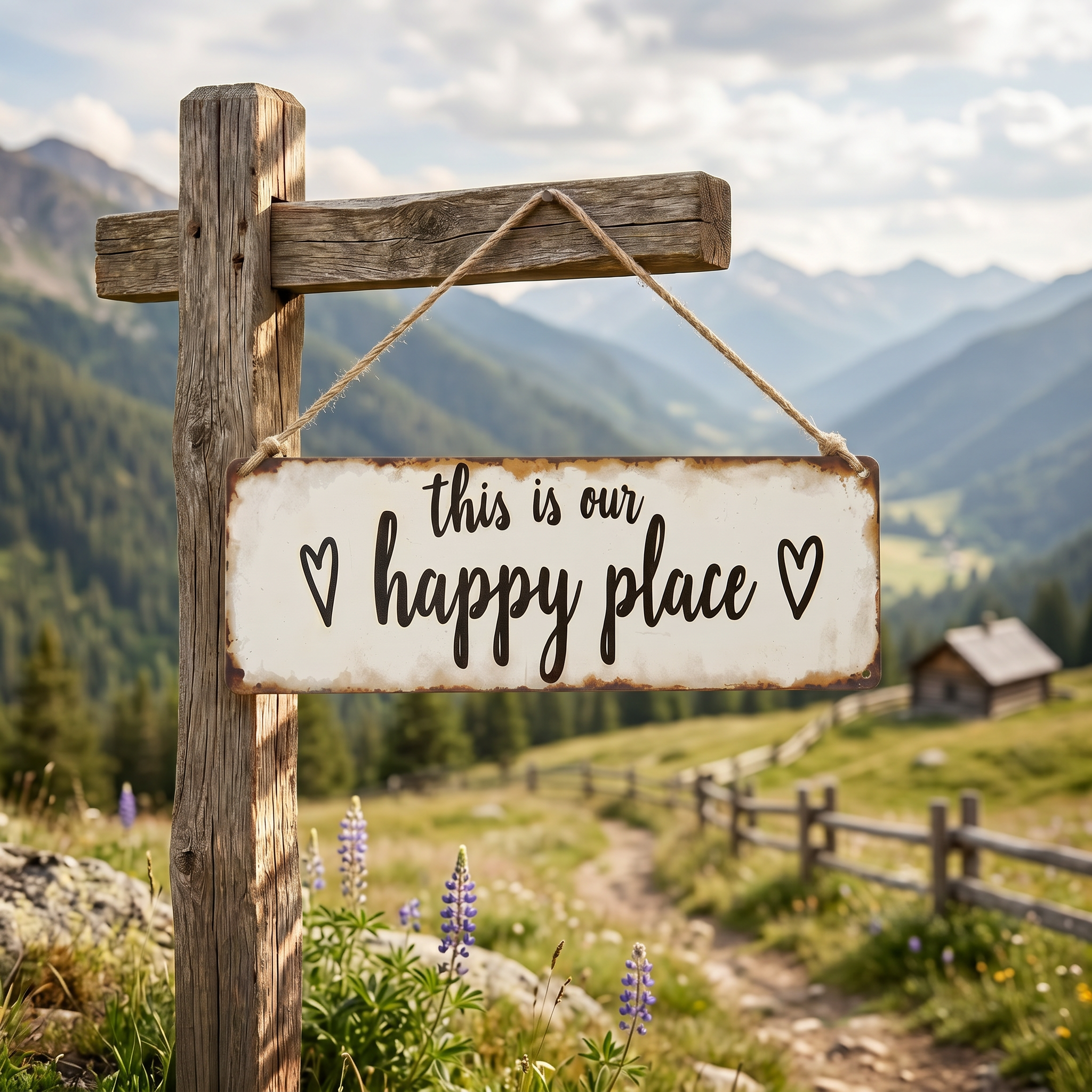 1pc Rustic "This Is Our Happy Place" Metal Wall Sign