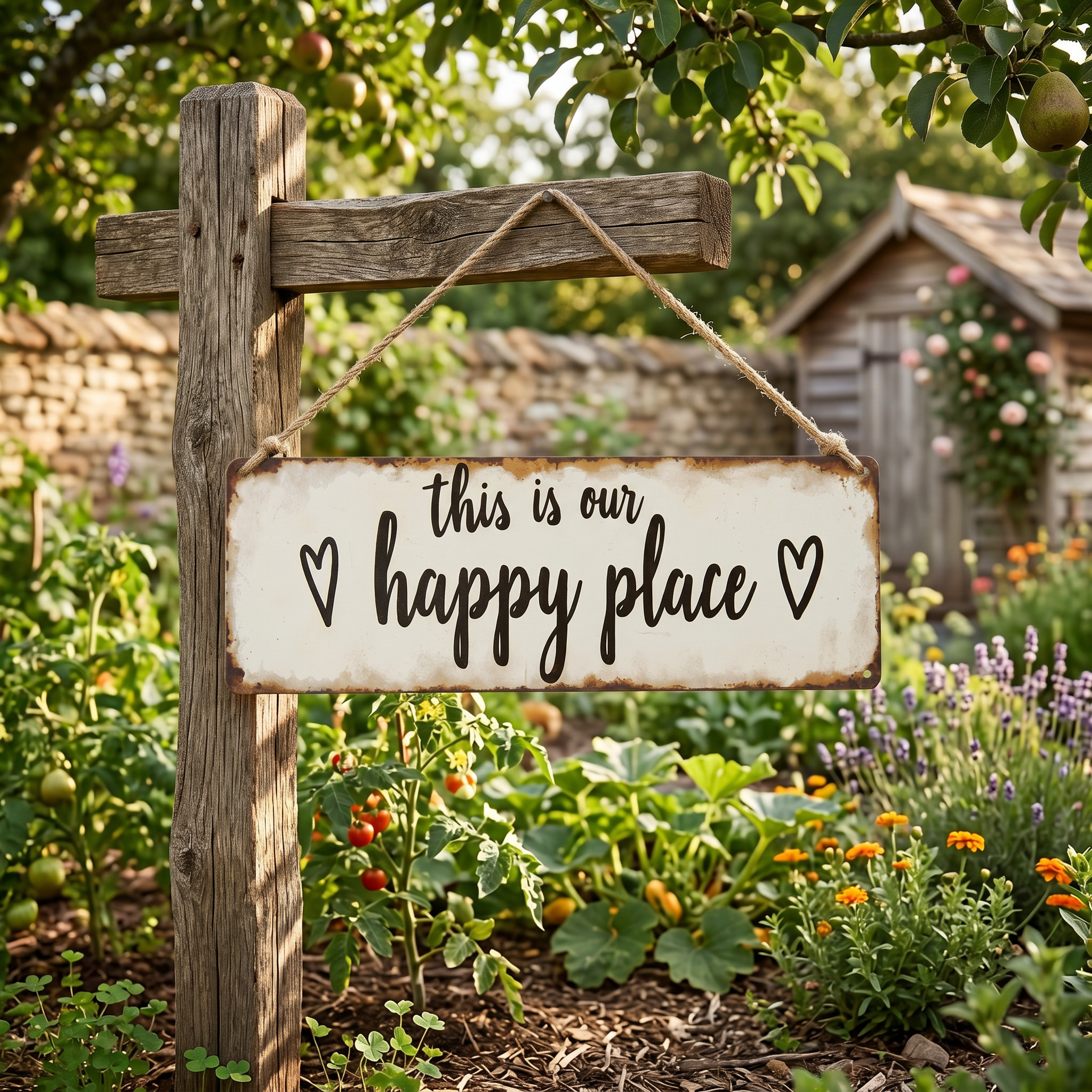 1pc Rustic "This Is Our Happy Place" Metal Wall Sign