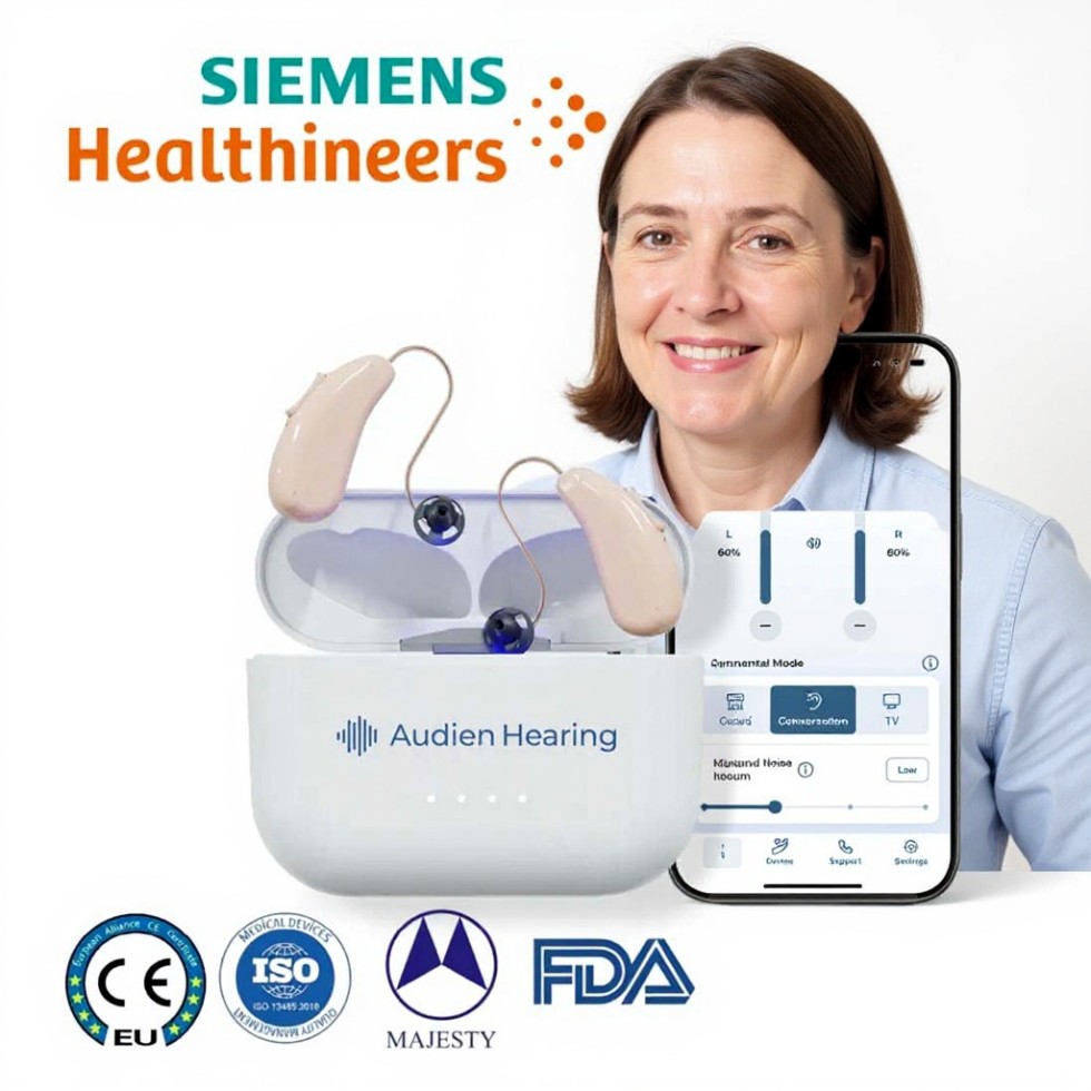 SIEMENS ×Jabra Enhance Select 700 Klinikai minőségű, vény nélkül kapható hallókészülékek, Engedélyezett audiológiai szolgáltatásokkal, Bluetooth LE hang- és streaming iOS/Android rendszerhez, Szinte láthatatlan és kényelmes, Ezüst