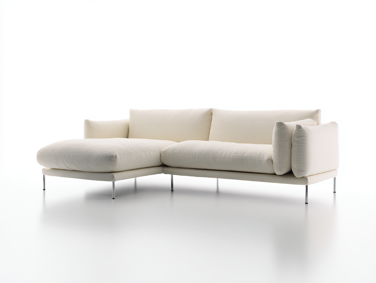 Ecksofa Stoffpolsterung 250x160x82 cm-cremeweiß-Wohnzimmer Sitzmöbel moderner Stil
