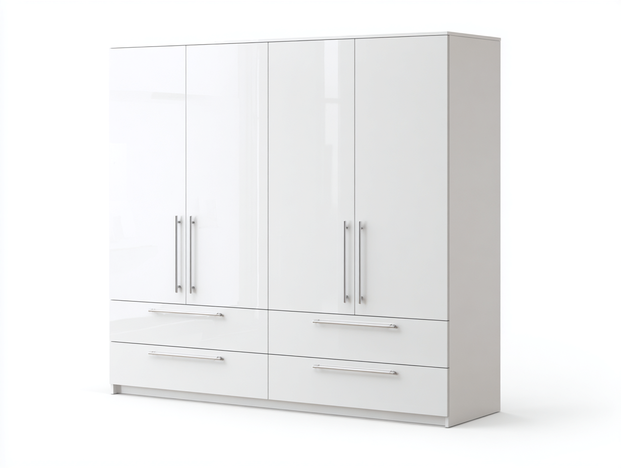 Kleiderschrank Holz 200x60x180 cm-weiß Hochglanz-Schlafzimmer Aufbewahrung moderner Stil
