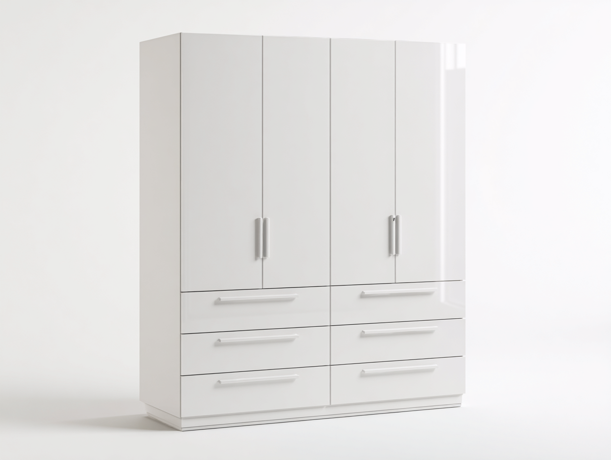 Kleiderschrank Holz 200x60x200 cm-weiß Hochglanz-Schlafzimmer Aufbewahrung moderner Stil