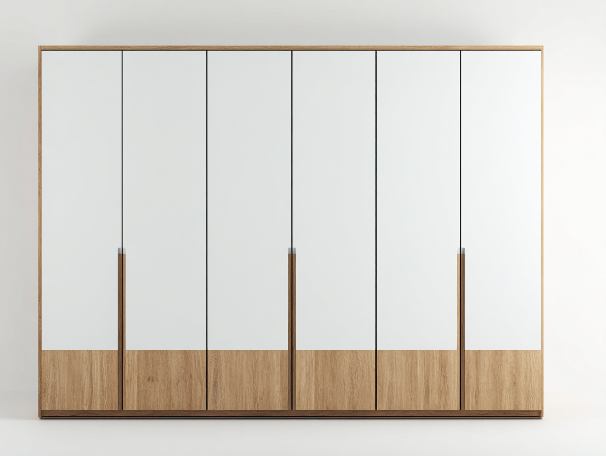 Kleiderschrank Holz 300x60x200 cm-weiß Eiche-Schlafzimmer Aufbewahrung moderner Stil