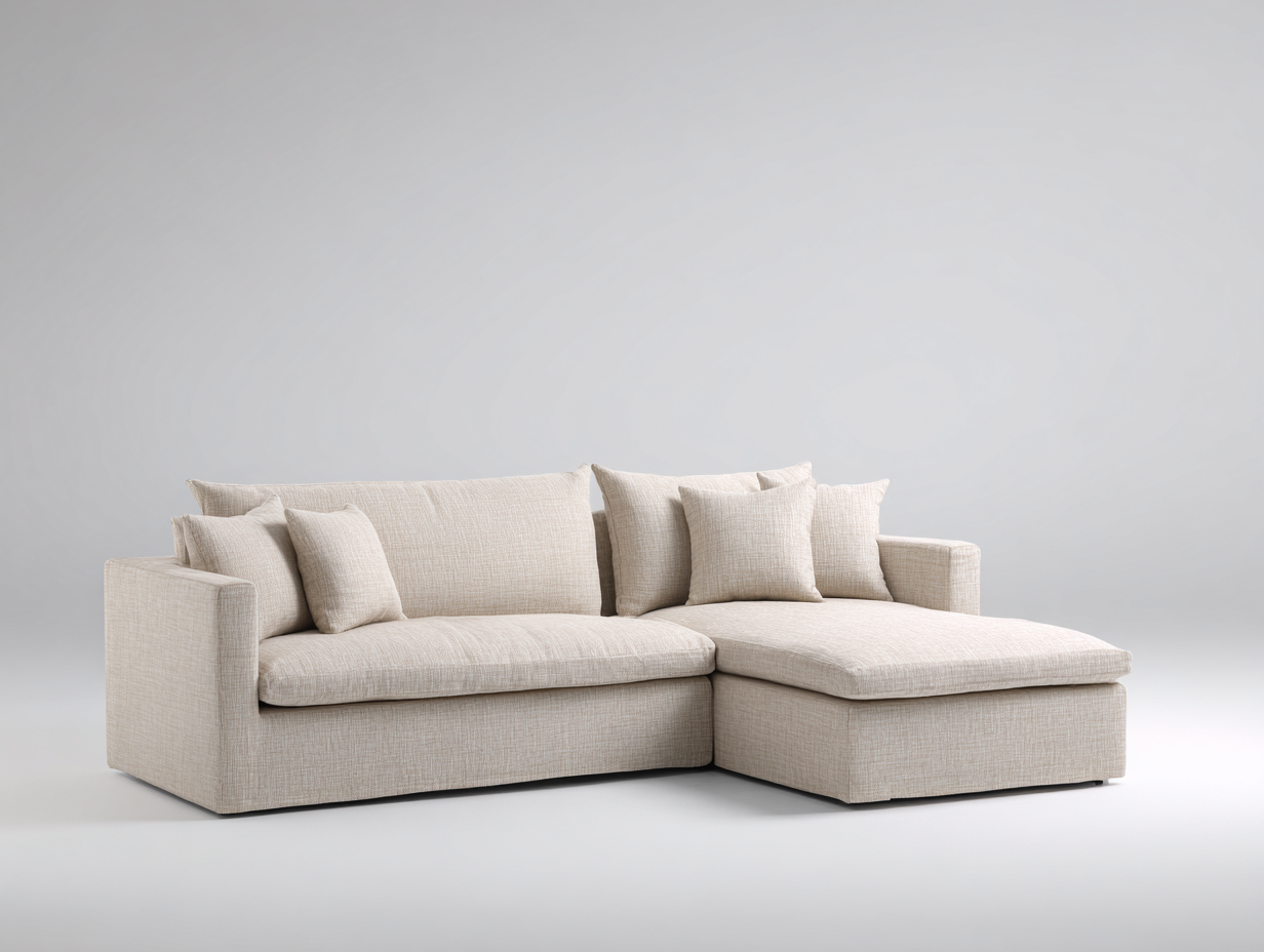 Ecksofa Stoffpolsterung 260x165x84 cm-beige-Wohnzimmer Sitzmöbel moderner Stil