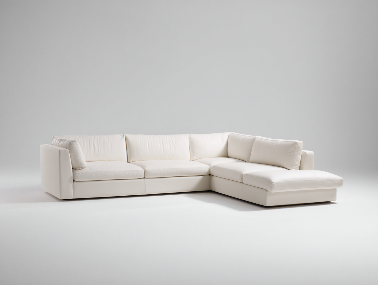 Ecksofa Stoffpolsterung 285x175x85 cm-cremeweiß-Wohnzimmer Sitzmöbel moderner Stil