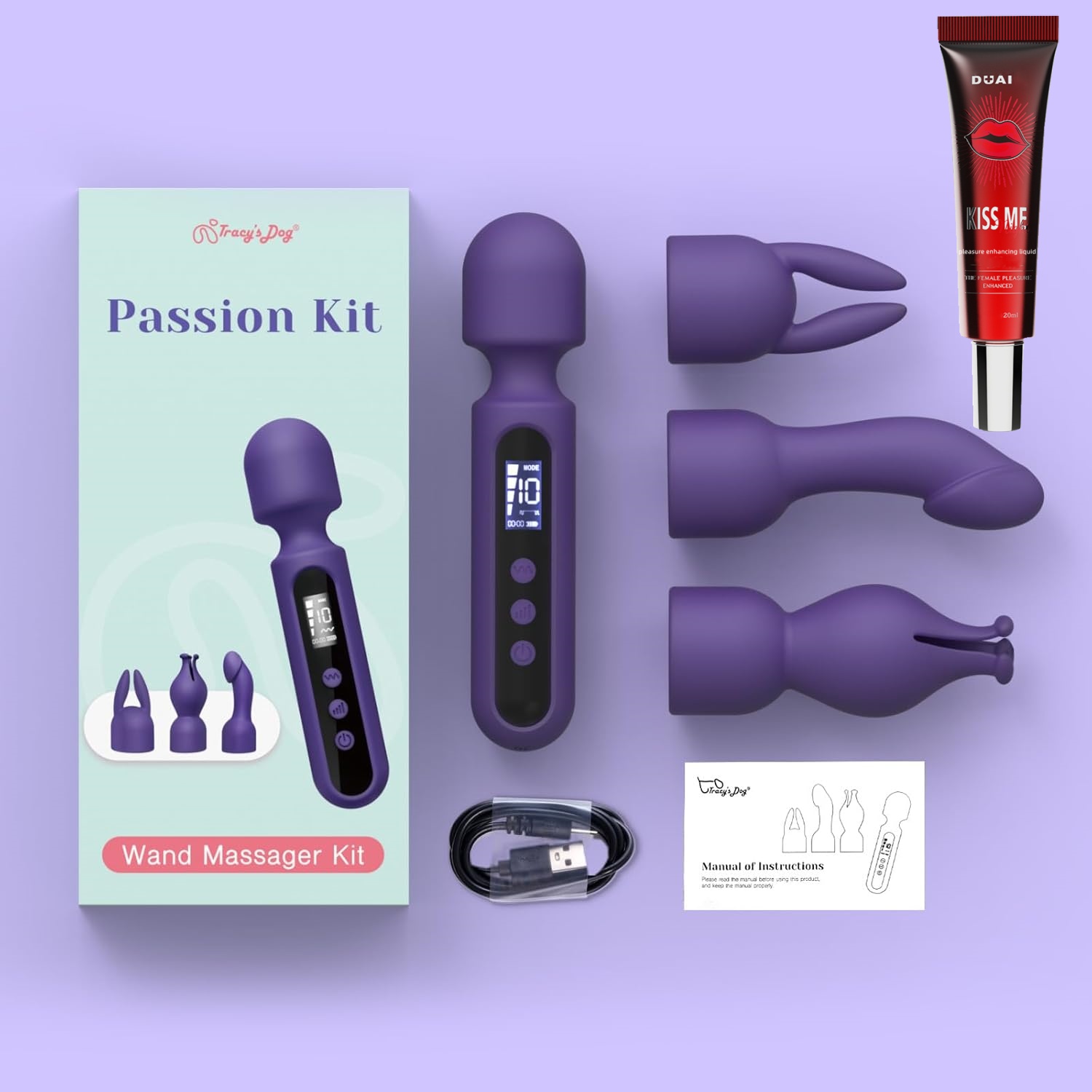 Tracy's Dog Wand Vibrator Set — Includes Three Massage Heads for Customizable Stimulation and Gushing Orgasms