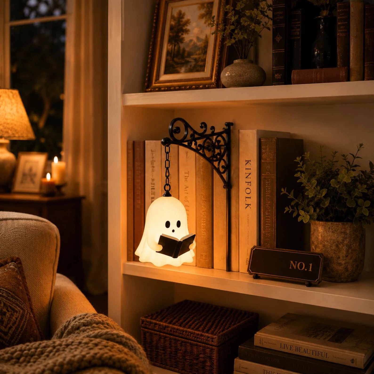 🕯️ Halloween Early Access 65% OFF – Vintage Gothic Bookend Lamp | Warm LED Shelf Light 📚👻