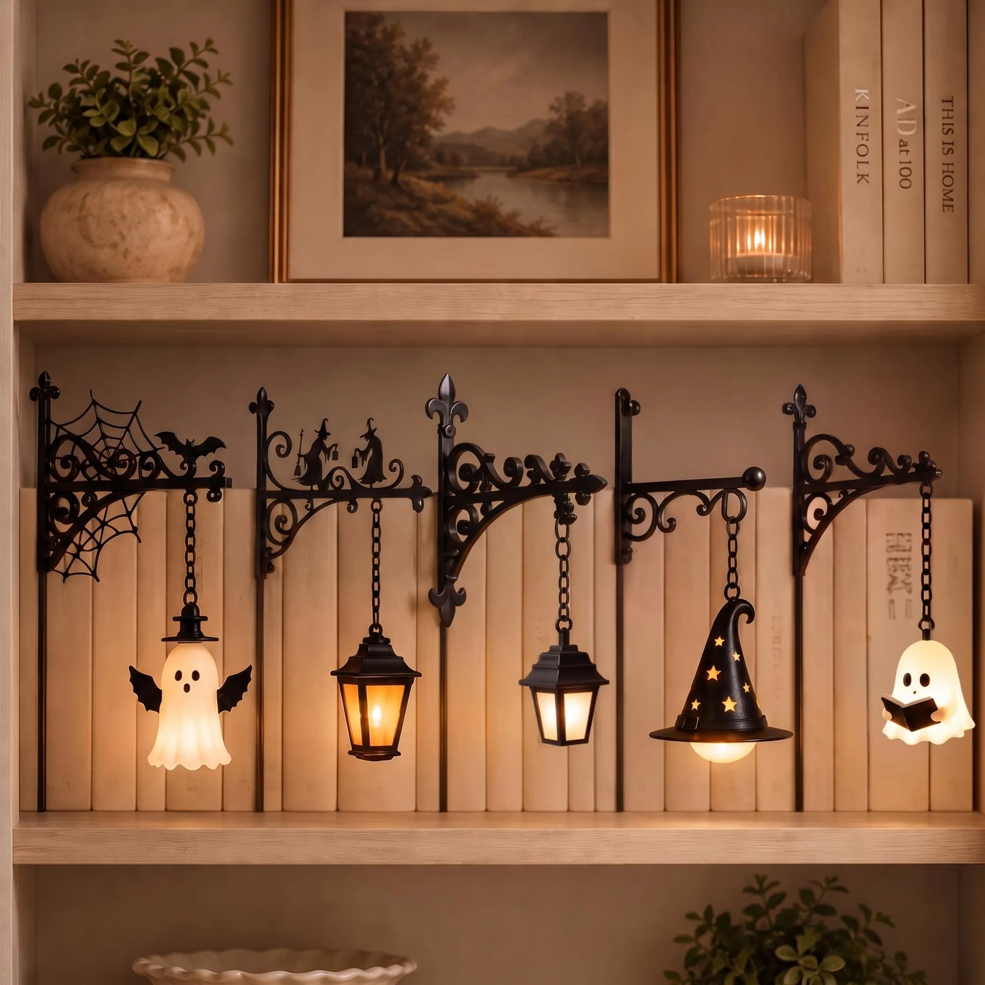 🕯️ Halloween Early Access 65% OFF – Vintage Gothic Bookend Lamp | Warm LED Shelf Light 📚👻