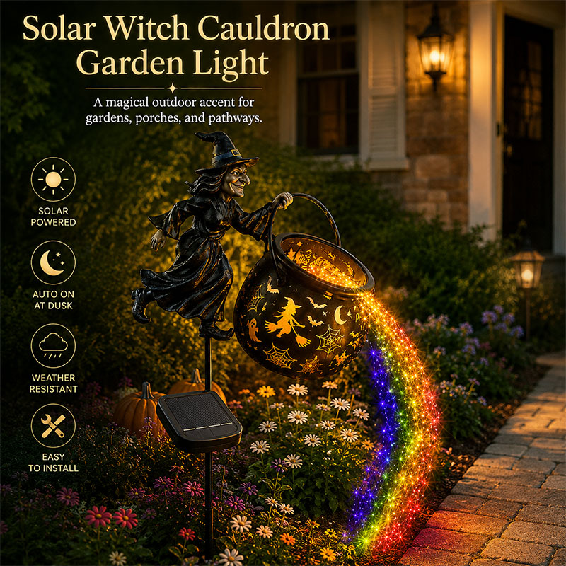 🎉 Save 60% Today🧙‍♀️Halloween Witch Cauldron Solar-powered Garden Light