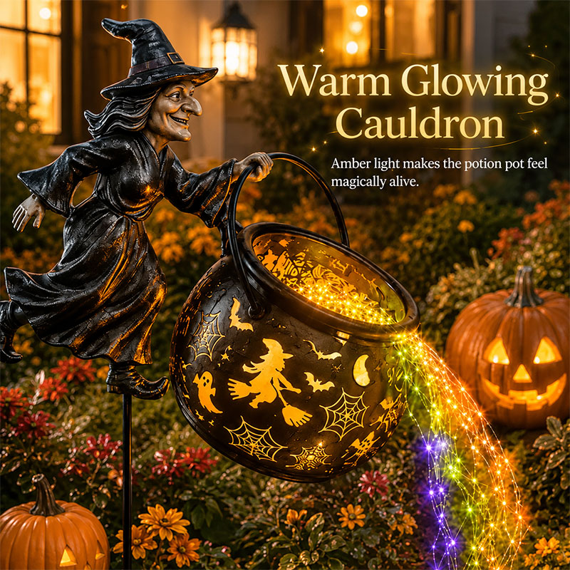 🎉 Save 60% Today🧙‍♀️Halloween Witch Cauldron Solar-powered Garden Light