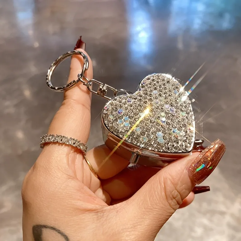 50% OFF ✨Sparkling Crystal Heart Pillbox Keychain – Glam On-the-Go Medication & Vitamin Organizer