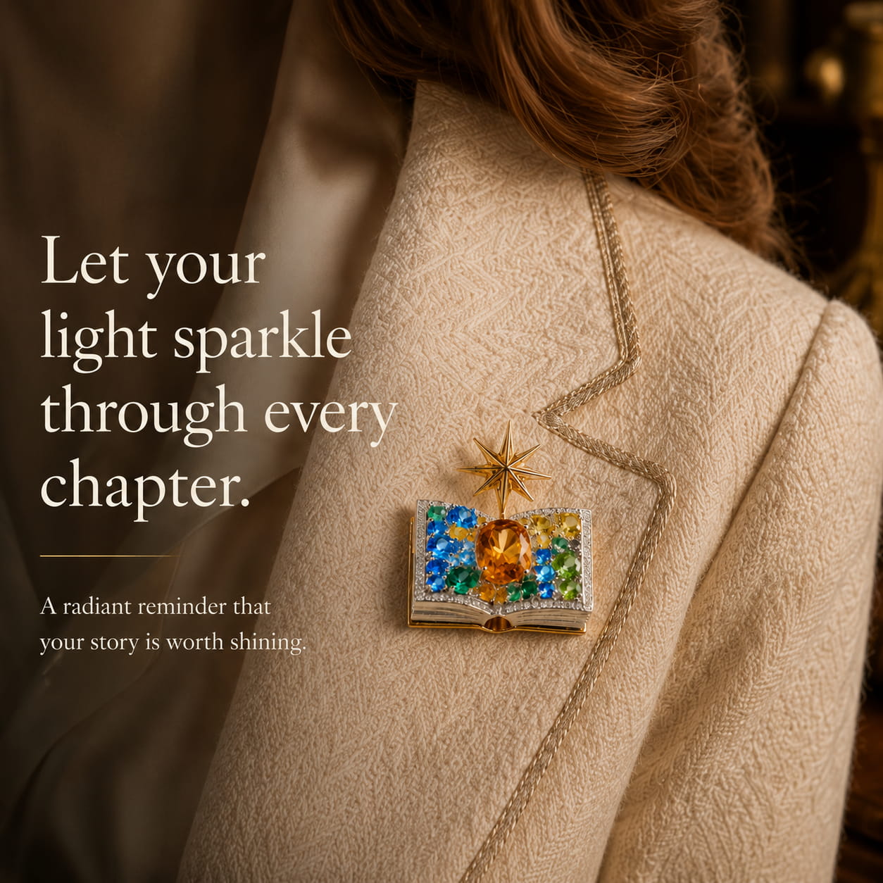 💎Limited Time 70% OFF – Celestial Magic Book Brooch – ⭐Vintage Gemstone Star Pin