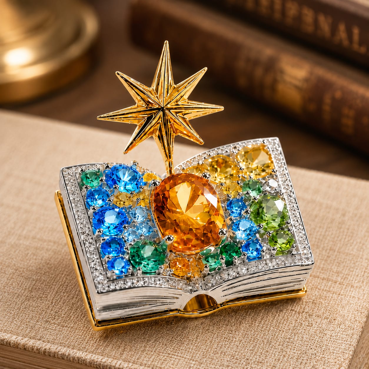 💎Limited Time 70% OFF – Celestial Magic Book Brooch – ⭐Vintage Gemstone Star Pin