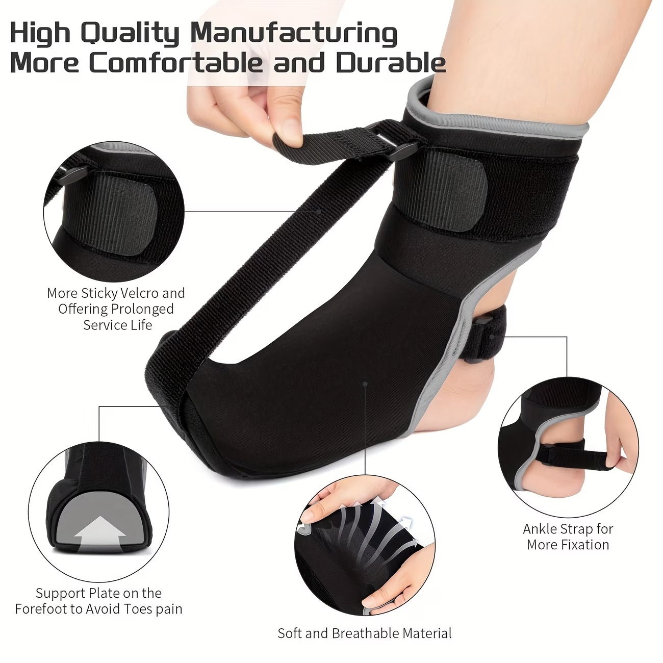 Foot Support Brace Sock , Adjustable Foot Stretch Support with Built-In Plate, Comfortable Ankle Support Sleeve for Men and Women, Day and Night Use