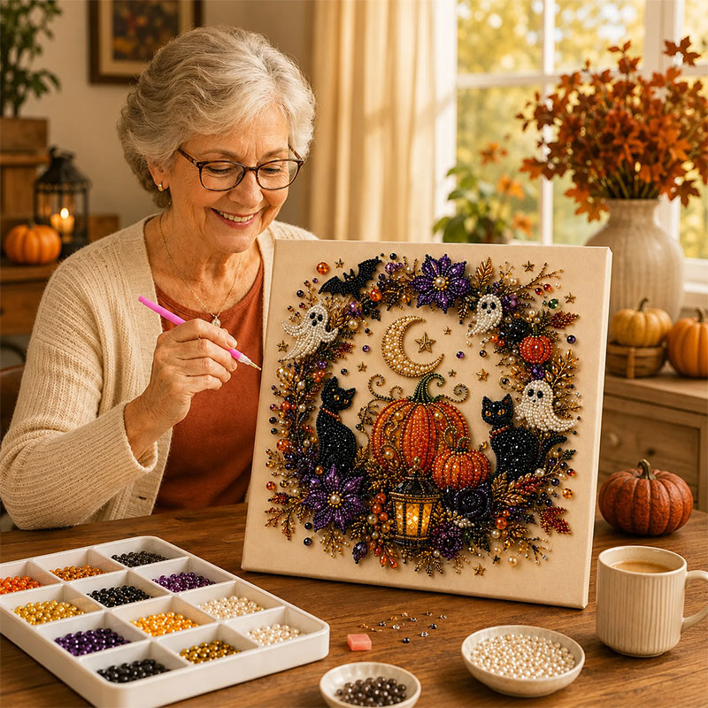 ✨Massive 65% OFF👻 Halloween Pearl Art DIY Kit – Turn Tiny Pearls into Spooky-Cute Magic