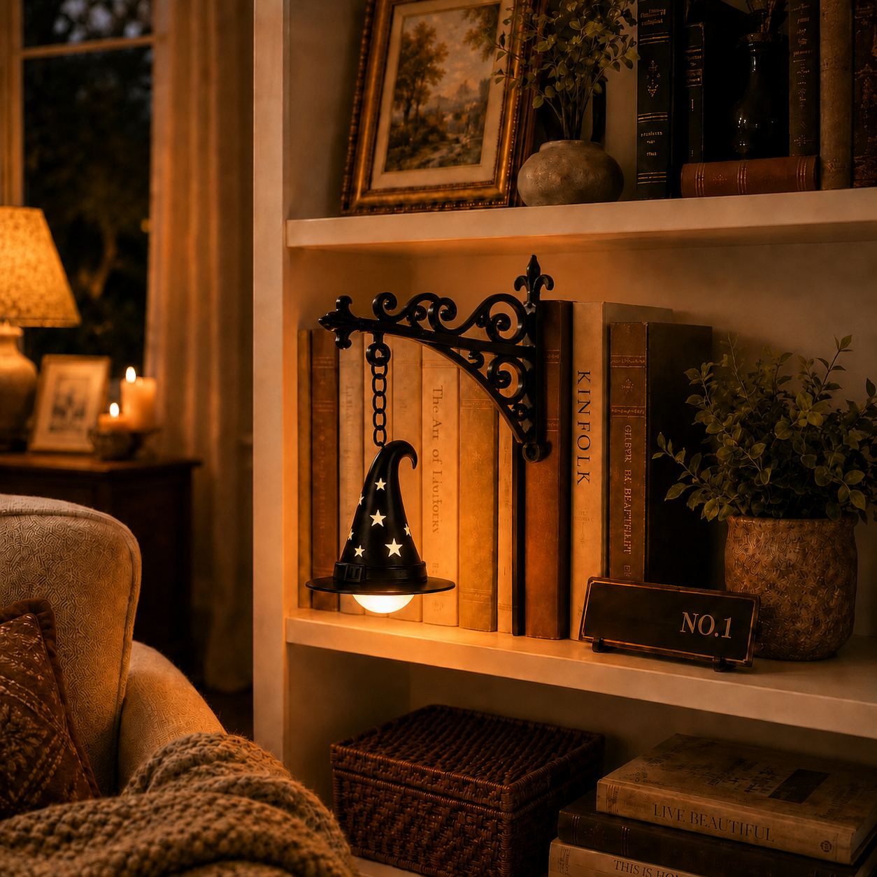 🕯️ Halloween Early Access 65% OFF – Vintage Gothic Bookend Lamp | Warm LED Shelf Light 📚👻