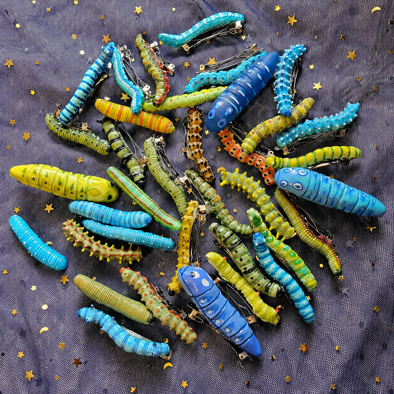 🐛 LAST DAY 65% OFF-12-Piece Creepy Caterpillar Hair Clip Set 🎃