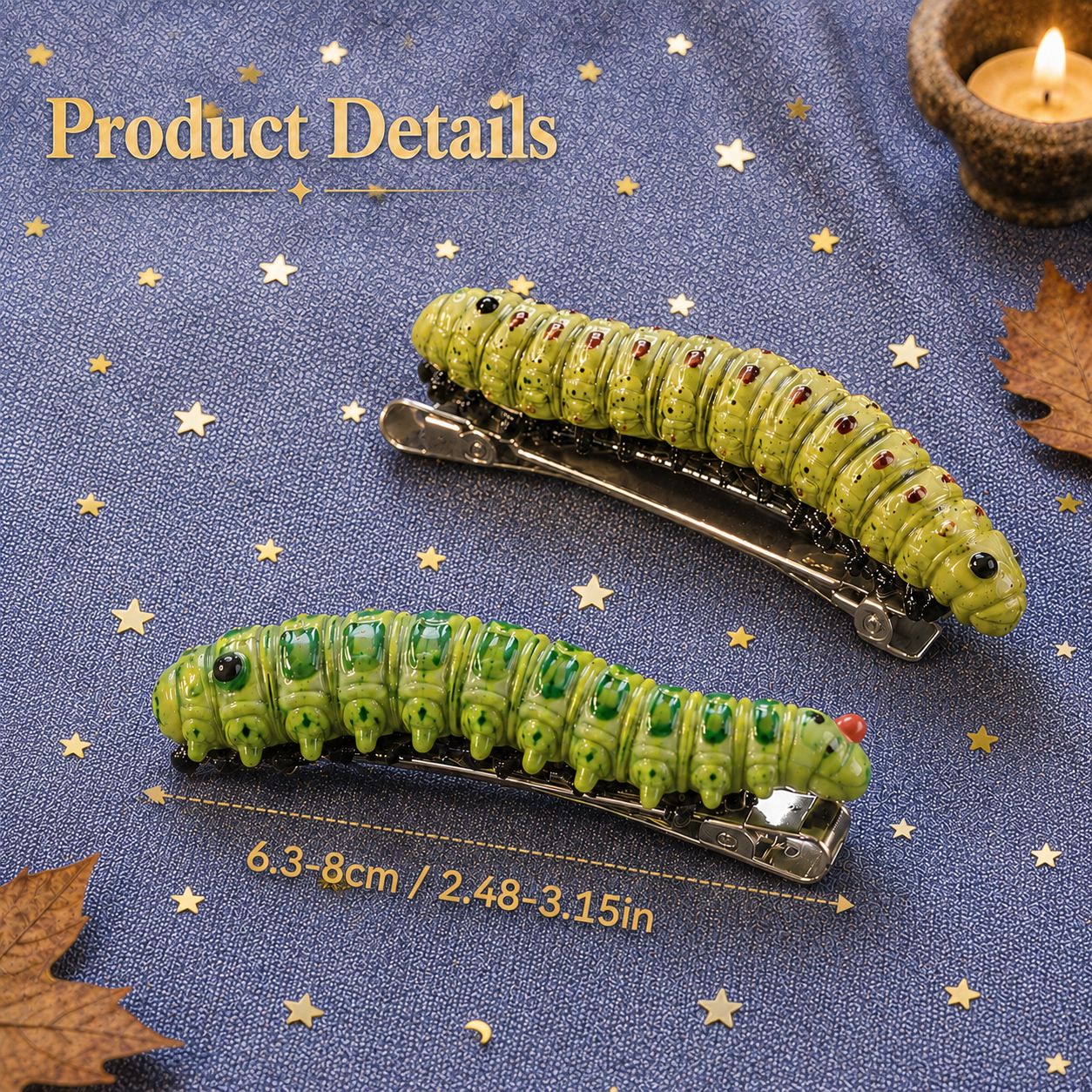 🐛 LAST DAY 65% OFF-12-Piece Creepy Caterpillar Hair Clip Set 🎃