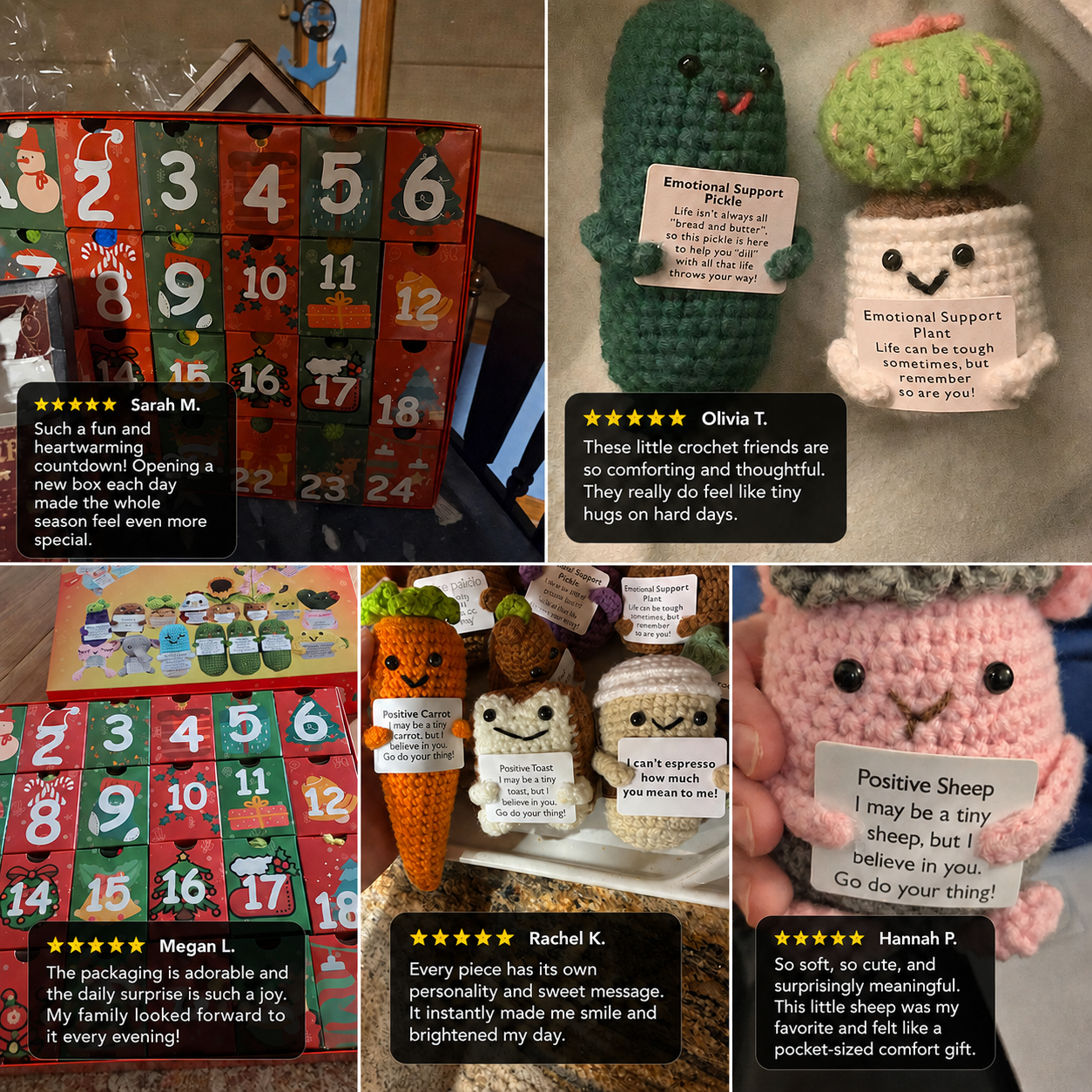 Collection of soft crochet surprise characters