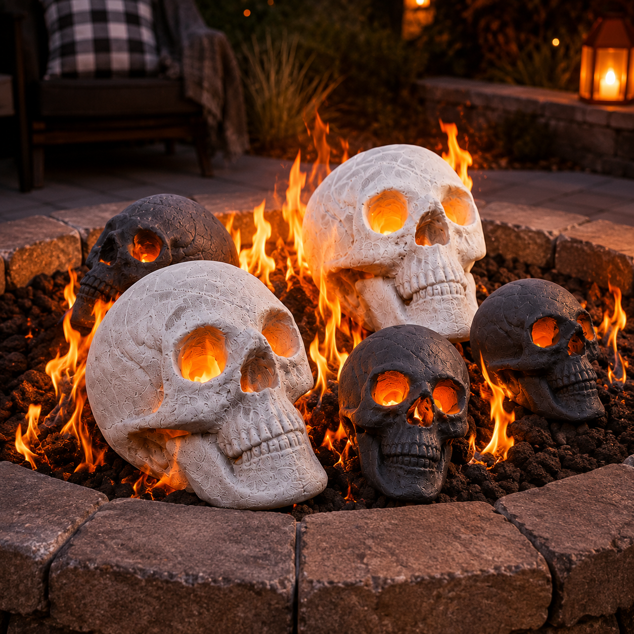 💀 Halloween Early Bird 65% OFF | Burning Skull Fire Pit Decor 🔥