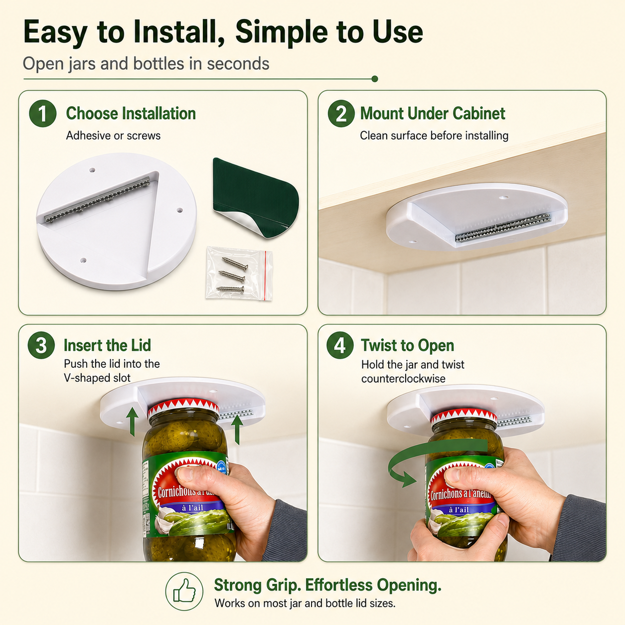 🔥 50% OFF – One-Twist Under-Cabinet Jar Lid Opener