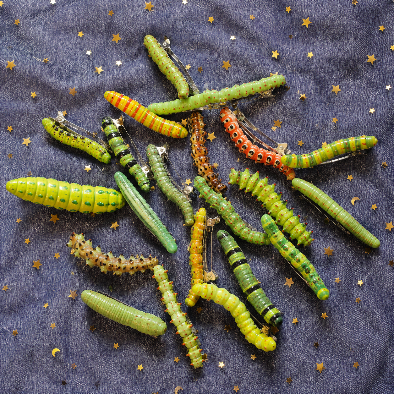 🐛 LAST DAY 65% OFF-12-Piece Creepy Caterpillar Hair Clip Set 🎃