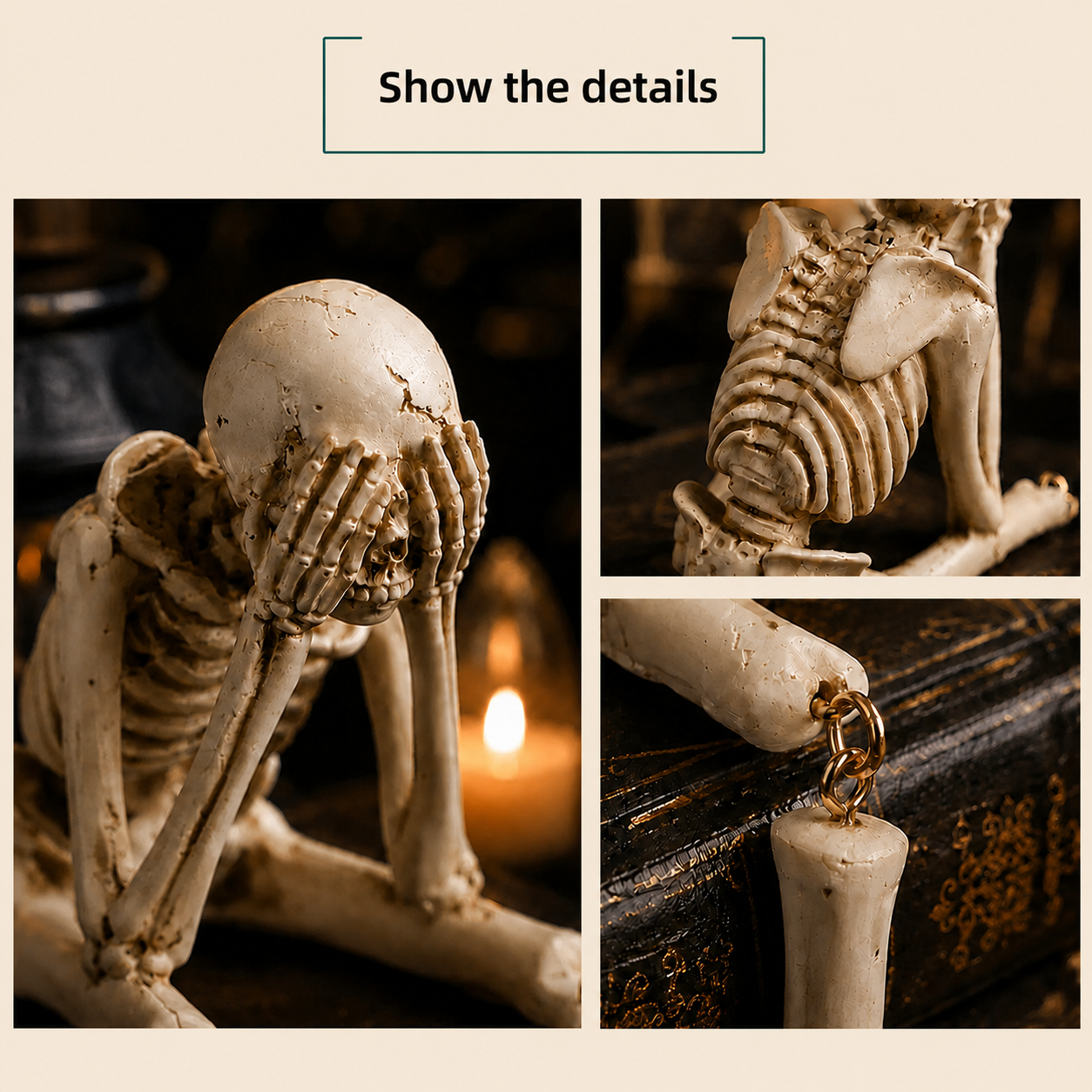 🎃 Halloween Early Bird Deal – 65% OFF | 3-Piece See, Hear & Speak No Evil Skeleton Figurine Set 💀