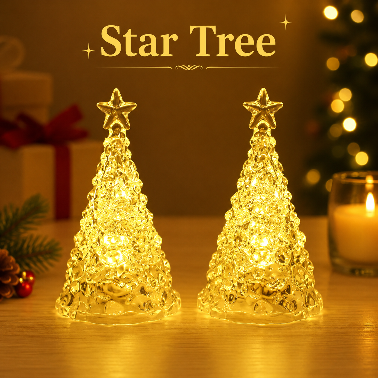 🎄 Christmas Early Bird 65% OFF ✨ Crystal LED Christmas Tree Light – Warm Glowing Tabletop Holiday Decor