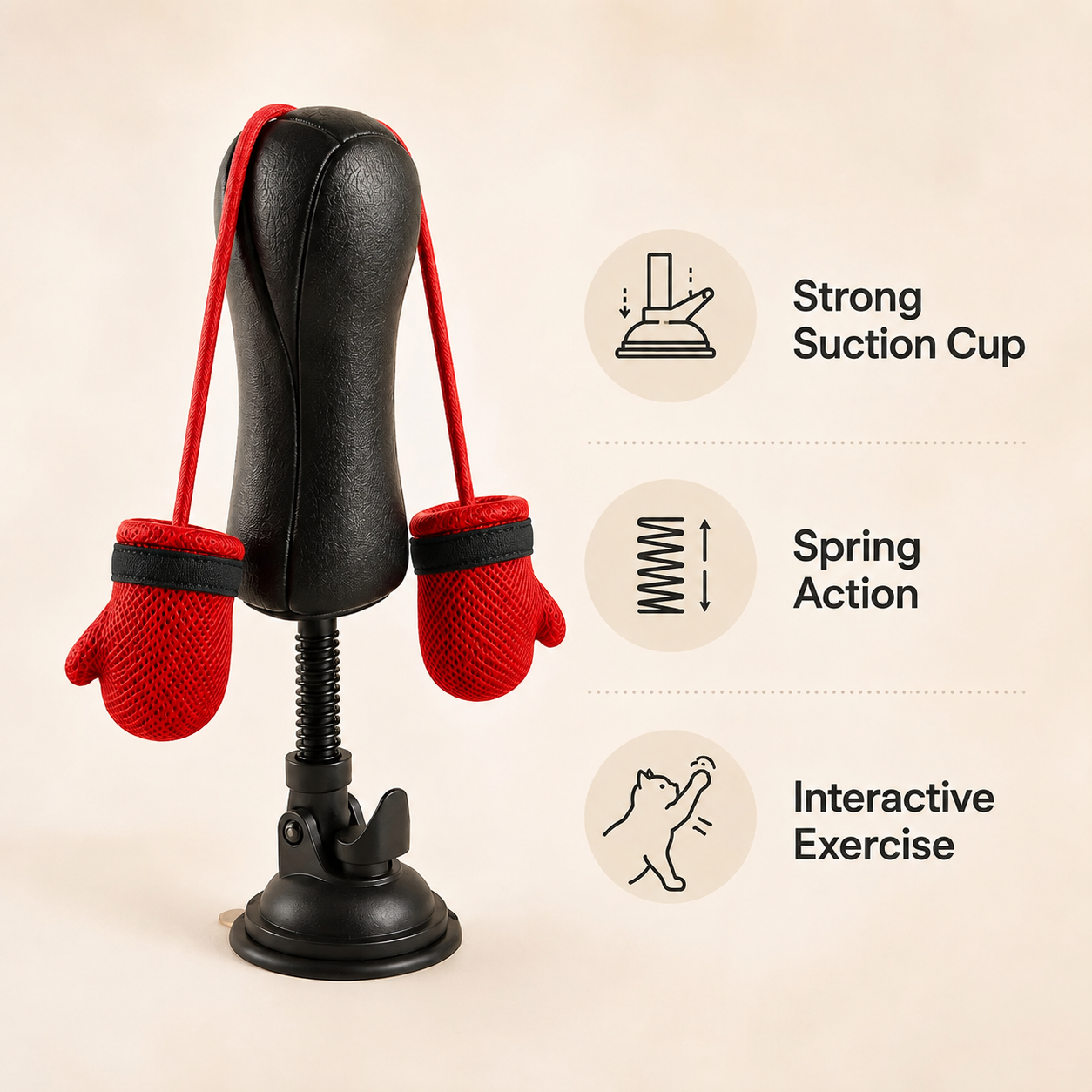 Strong suction spring action and interactive exercise features