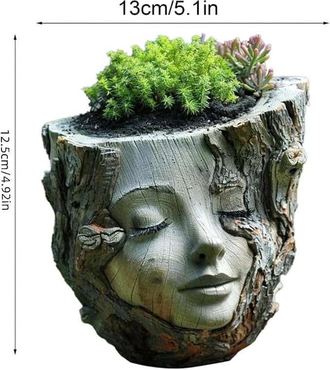 🔥68% OFF Only Today – Tree Stump Girl Flower Pot 🌱– Resin Succulent Planter for Home & Garden Decor