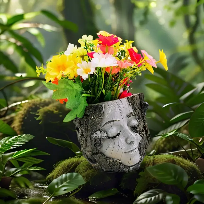 🔥68% OFF Only Today – Tree Stump Girl Flower Pot 🌱– Resin Succulent Planter for Home & Garden Decor