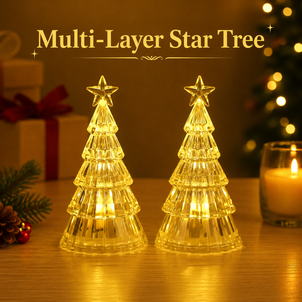 🎄 Christmas Early Bird 65% OFF ✨ Crystal LED Christmas Tree Light – Warm Glowing Tabletop Holiday Decor