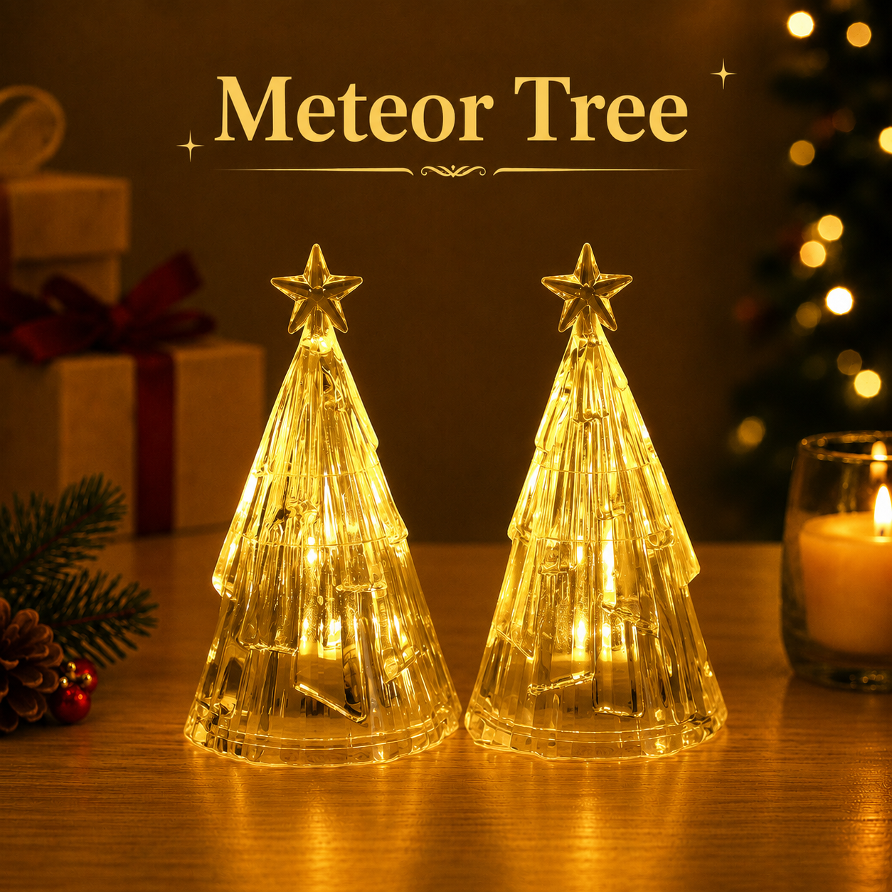 🎄 Christmas Early Bird 65% OFF ✨ Crystal LED Christmas Tree Light – Warm Glowing Tabletop Holiday Decor