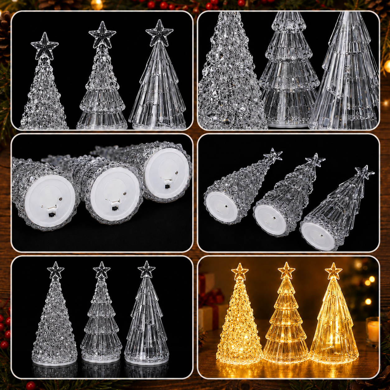 🎄 Christmas Early Bird 65% OFF ✨ Crystal LED Christmas Tree Light – Warm Glowing Tabletop Holiday Decor