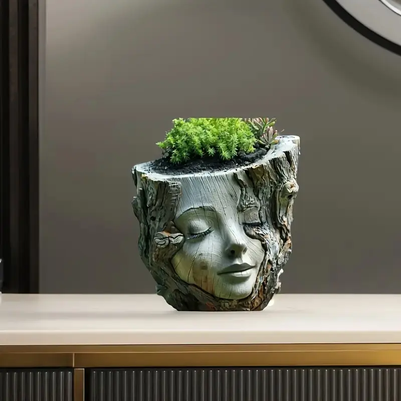 🔥68% OFF Only Today – Tree Stump Girl Flower Pot 🌱– Resin Succulent Planter for Home & Garden Decor