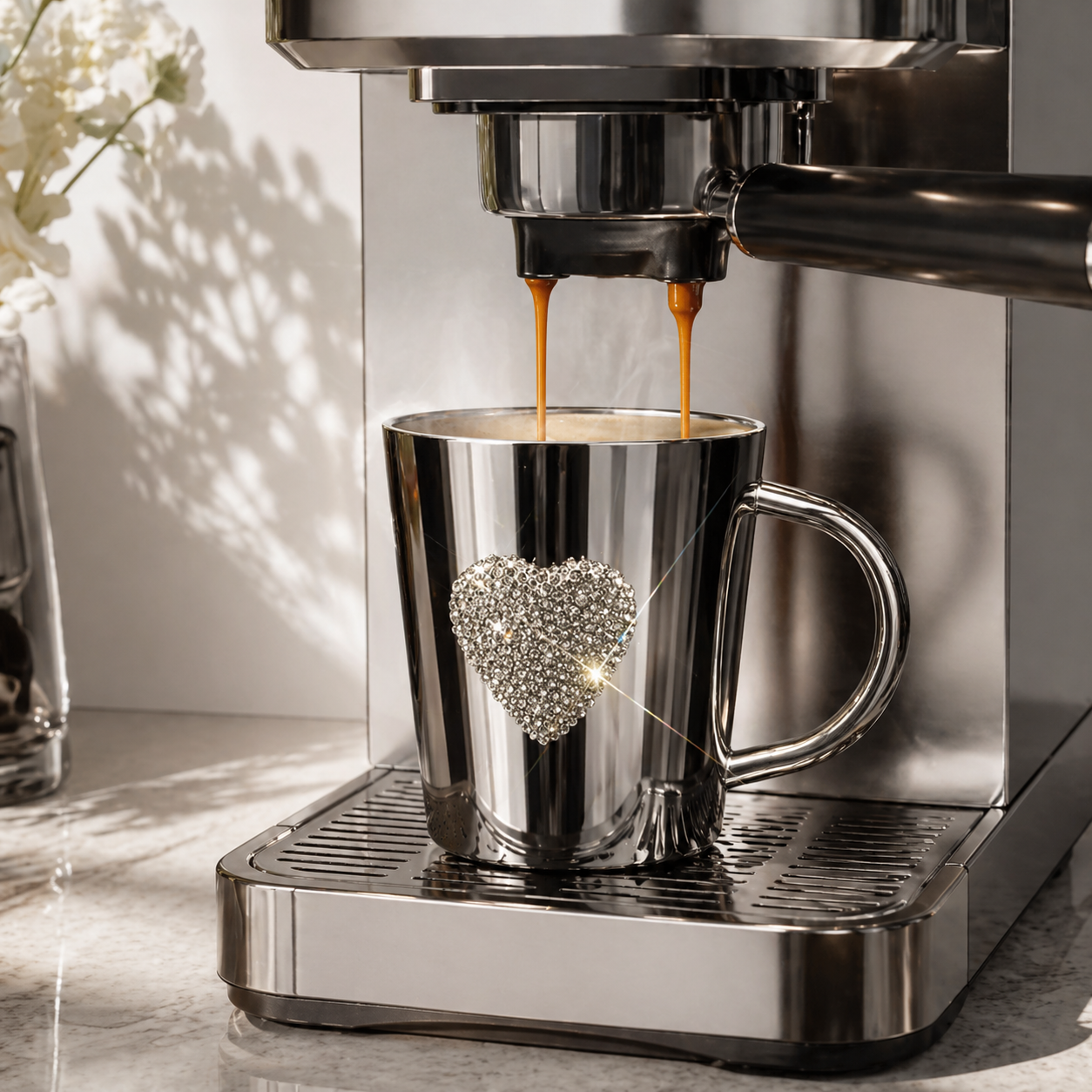 Luxury Rhinestone Heart Stainless Steel Tumbler – Sparkling Bling Cup for Home, Office & Gifts