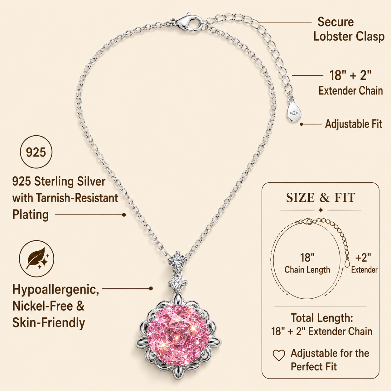 🔥LAST DAY 60% OFF 💗Bloom Again Necklace – Vibrant Octagonal Rose High-Carbon Gemstone Pendant