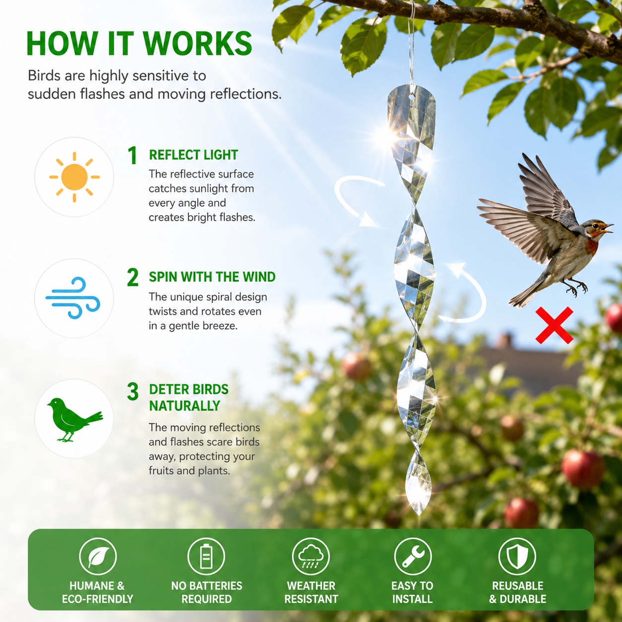 🔥LAST DAY 70% OFF-10 PCS Reflective Spiral Bird Repellent