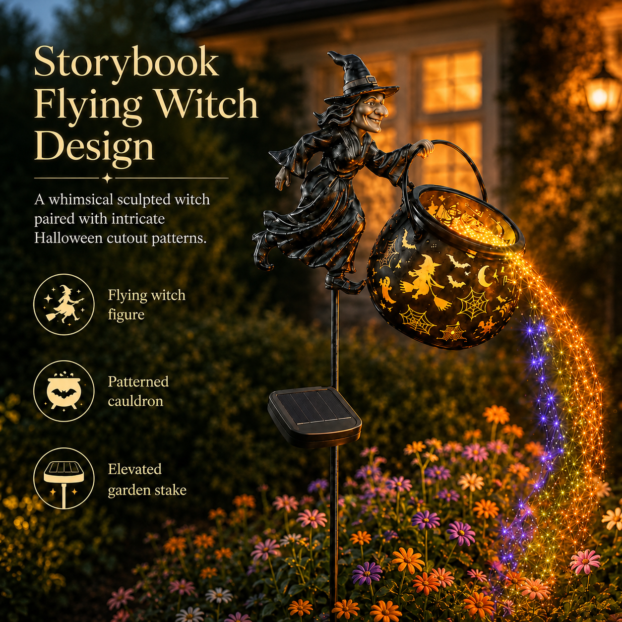 🎉 Save 60% Today🧙‍♀️Halloween Witch Cauldron Solar-powered Garden Light